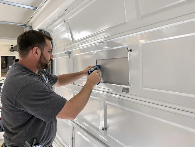 Garage door panel repair by Old Saybrook Garage Door Repair in Old Saybrook